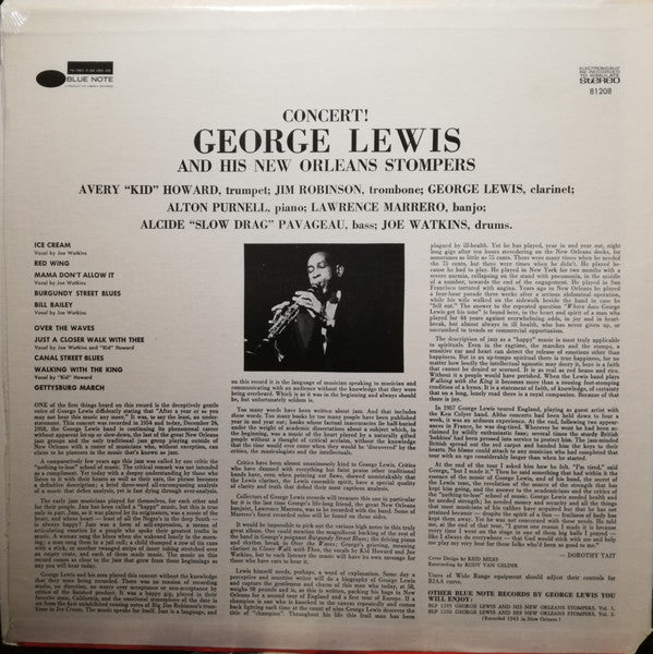 George Lewis And His New Orleans Stompers : Concert! (LP, Ele)