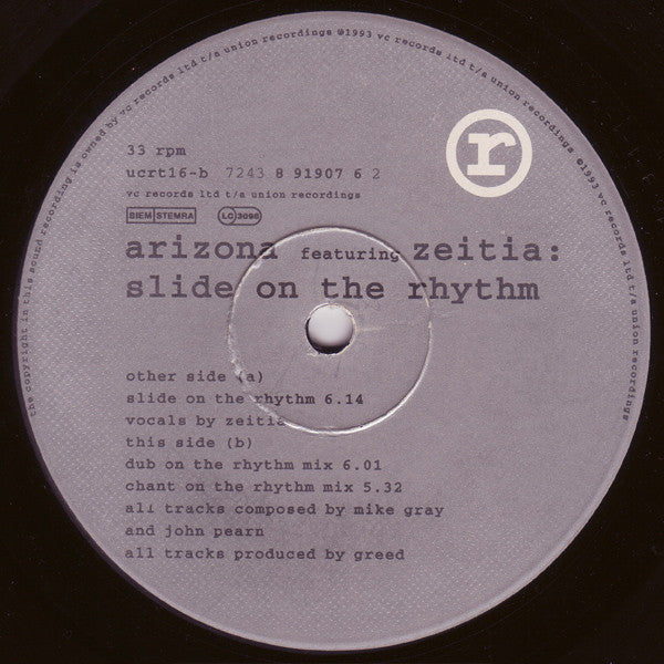 Arizona Featuring Zeitia* : Slide On The Rhythm (12")