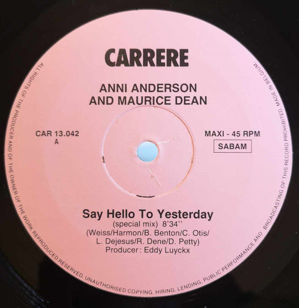 Anni Anderson & Maurice Dean : Say Hello To Yesterday (12", Maxi)