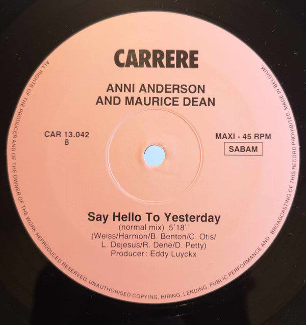 Anni Anderson & Maurice Dean : Say Hello To Yesterday (12", Maxi)