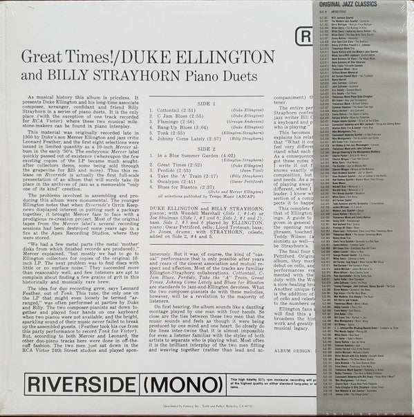 Duke Ellington / Billy Strayhorn : Piano Duets: Great Times! (LP, Comp, RE, Pit)