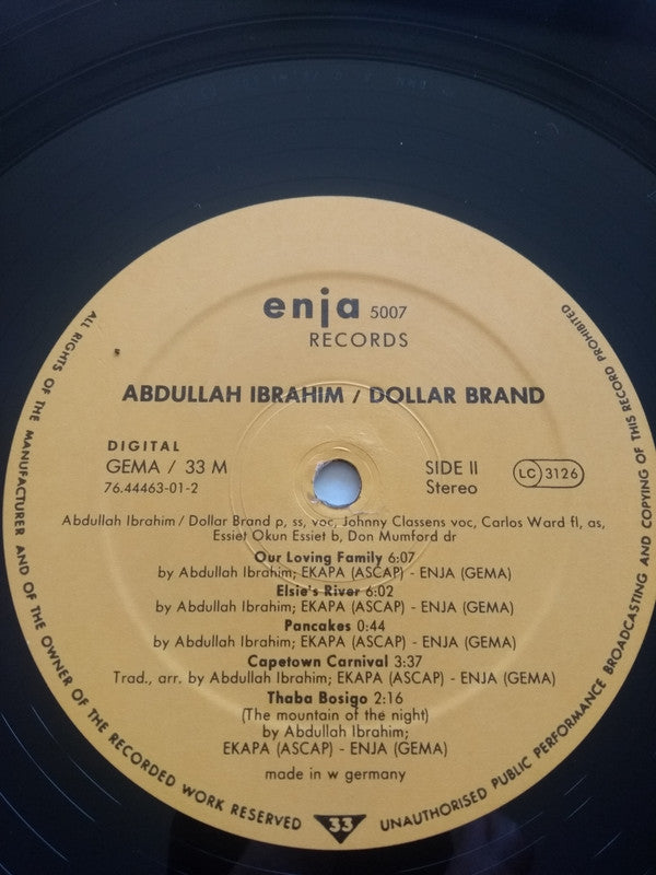 Abdullah Ibrahim / Dollar Brand : South Africa (LP, Album, DMM)