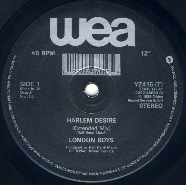 London Boys : Harlem Desire (12", Maxi)
