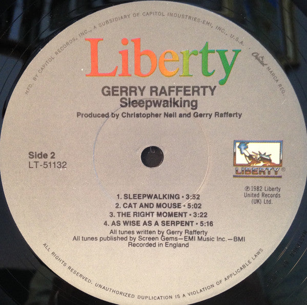 Gerry Rafferty : Sleepwalking (LP, Album)