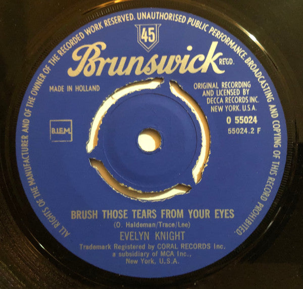 Evelyn Knight : Buttons And Bows / Brush Those Tears From Your Eyes (7")