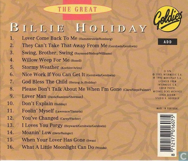 Billie Holiday : The Great Billie Holiday (CD, Comp)