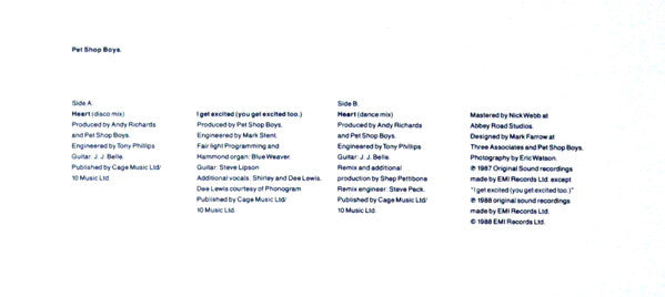 Pet Shop Boys : Heart (12", Single, Chr)
