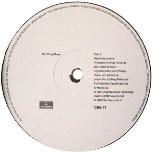 Pet Shop Boys : Heart (12", Single, Chr)
