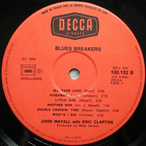 John Mayall With Eric Clapton : Blues Breakers (LP, Album, RE)