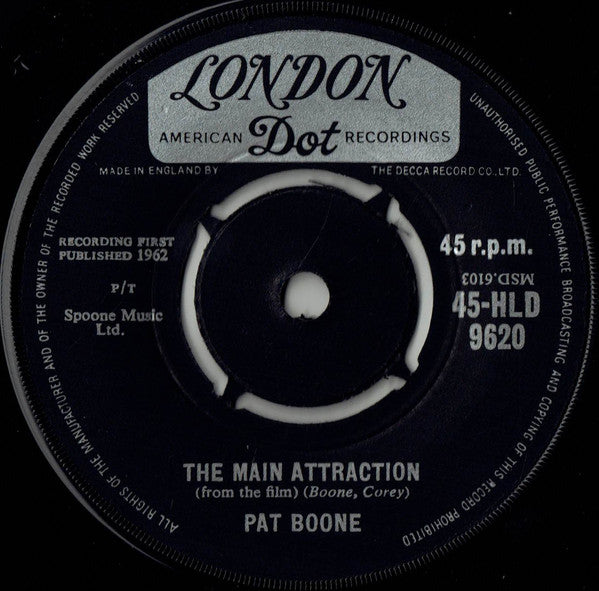 Pat Boone : The Main Attraction (7", Single, RP)