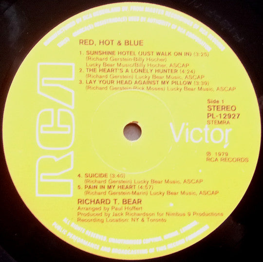 Richard T. Bear : Red, Hot & Blue (LP, Album)