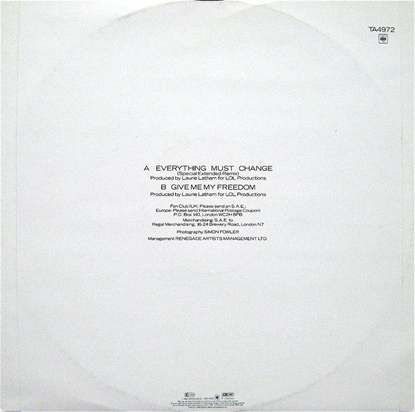 Paul Young : Everything Must Change (Special Extended Mix) (12", Single)