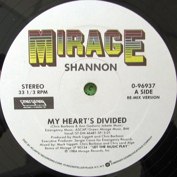 Shannon : My Heart's Divided (Re-Mix Version) (12")