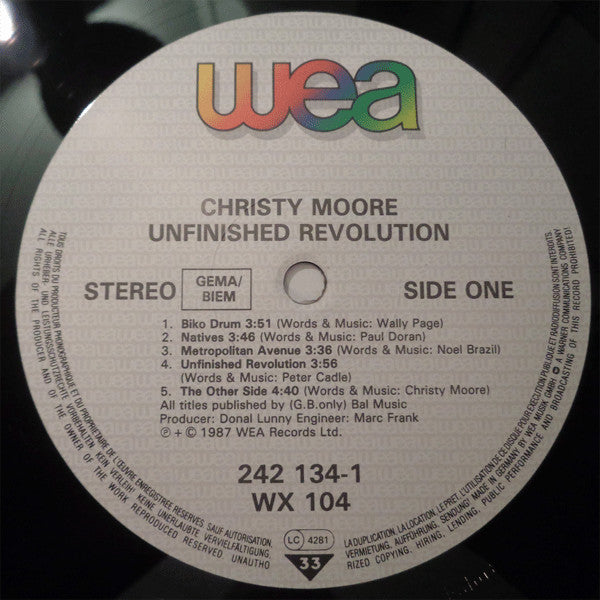 Christy Moore : Unfinished Revolution (LP, Album)