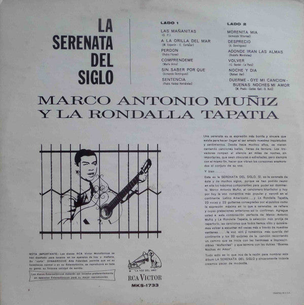 Marco Antonio Muñiz Y La Rondalla Tapatía : La Serenata Del Siglo (LP, Album)