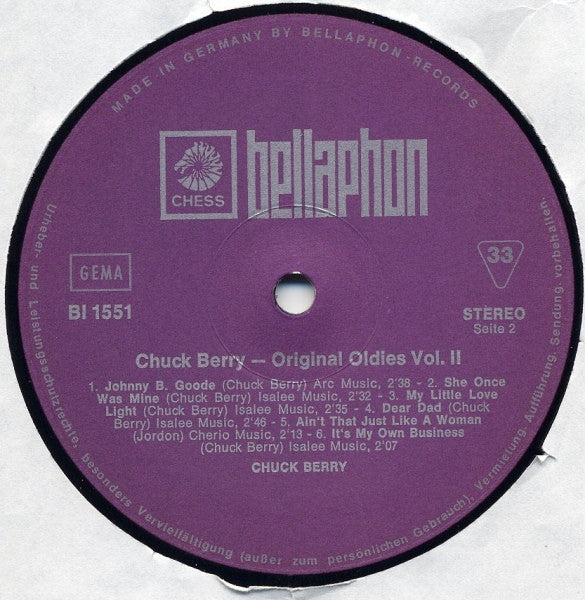 Chuck Berry : Original Oldies Vol. 2 (LP, Comp)