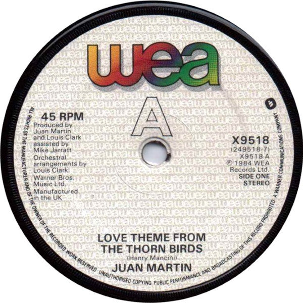 Juan Martin With Royal Philharmonic Orchestra : Love Theme From The Thorn Birds (7", Single, Pap)