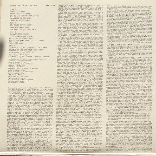 Dave Brubeck : Dave Brubeck's All-Time Greatest Hits (2xLP, Comp, RE)