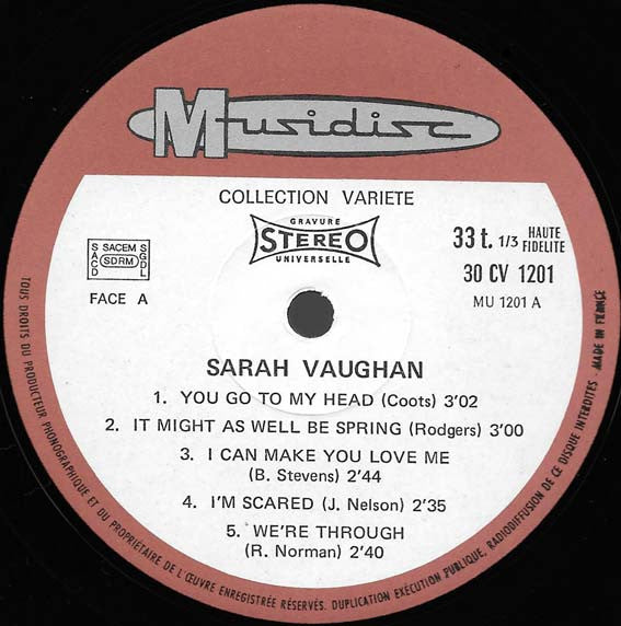 Sarah Vaughan : Singing  Sweet And Sultry (LP, Comp)
