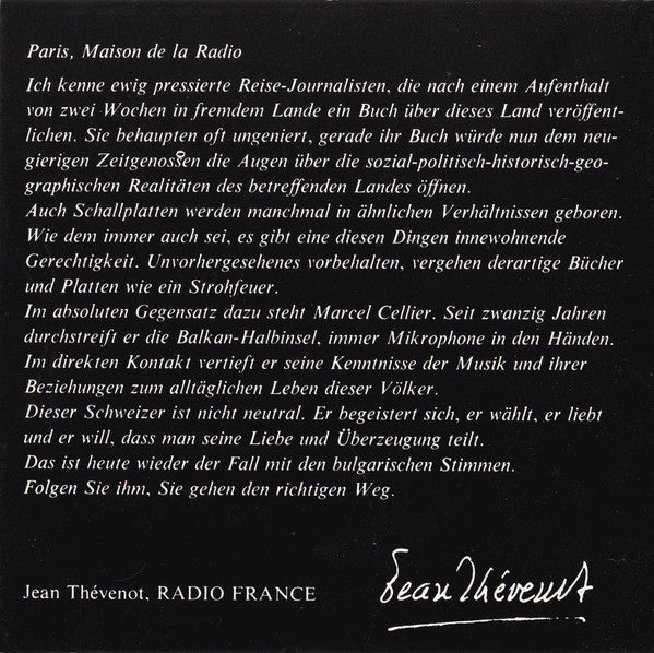 Marcel Cellier Présente Le Mystère Des Voix Bulgares : Le Mystère Des Voix Bulgares/Das Geheimnis Der Bulgarischen Stimmen (Volume 1) (CD, Album)
