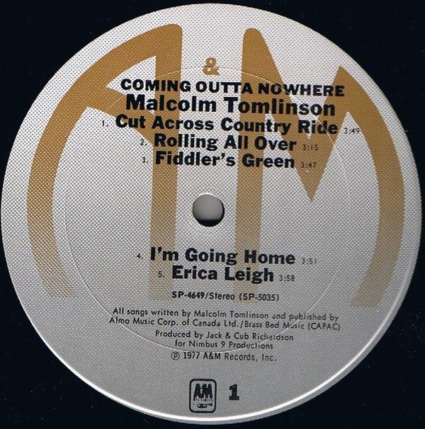 Malcolm Tomlinson : Coming Outta Nowhere (LP, Album, Mon)