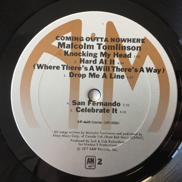 Malcolm Tomlinson : Coming Outta Nowhere (LP, Album, Mon)