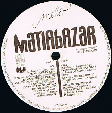 Matia Bazar : Meló (LP, Album)