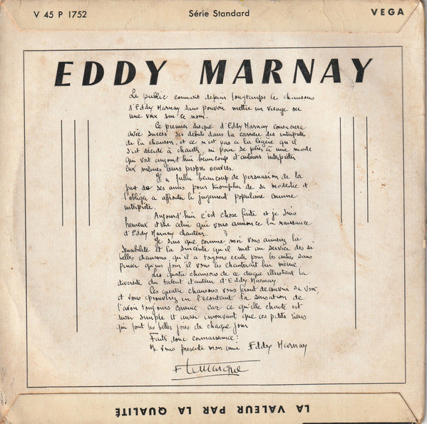 Eddy Marnay : Java / Chiens Perdus Sans Collier / S'aimer D'amour / Guinguettes (7", EP)
