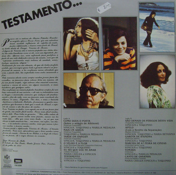 Vinicius De Moraes : Testamento... (LP, Comp)