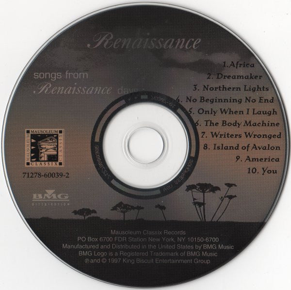 Renaissance (4) : Songs From Renaissance Days (CD, Album)