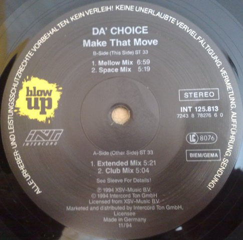 Da' Choice : Make That Move (12")
