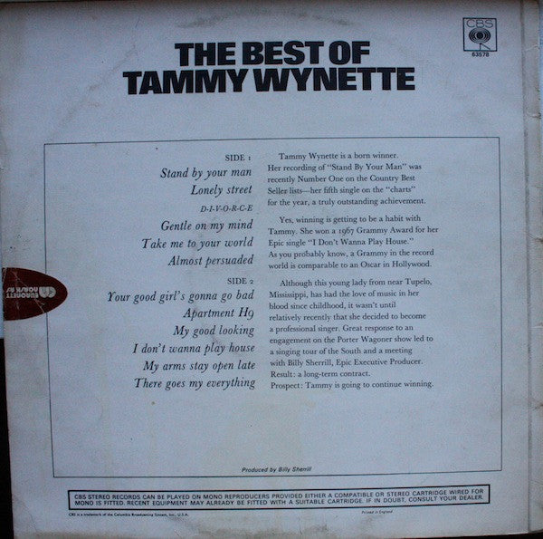 Tammy Wynette : The Best Of Tammy Wynette (LP, Comp)