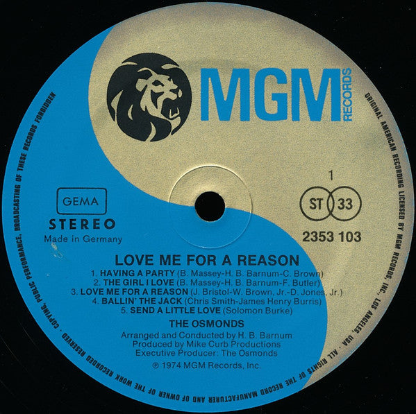 The Osmonds : Love Me For A Reason (LP, Album)