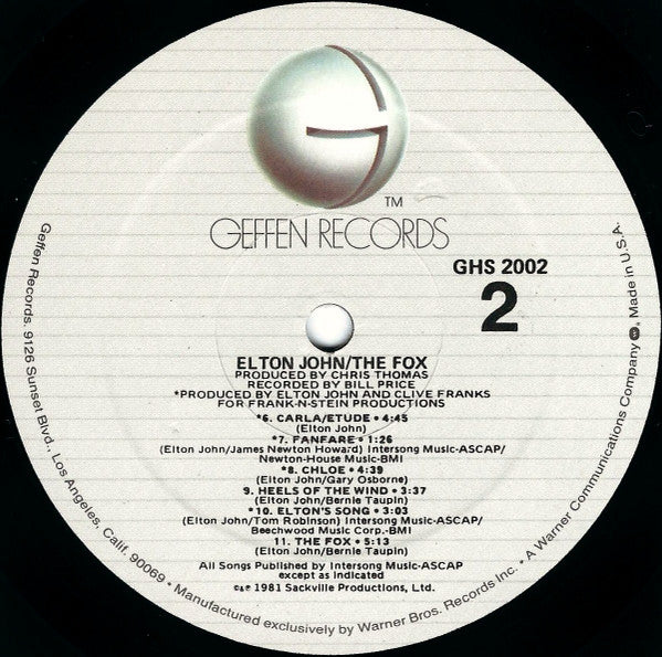 Elton John : The Fox (LP, Album, Eur)