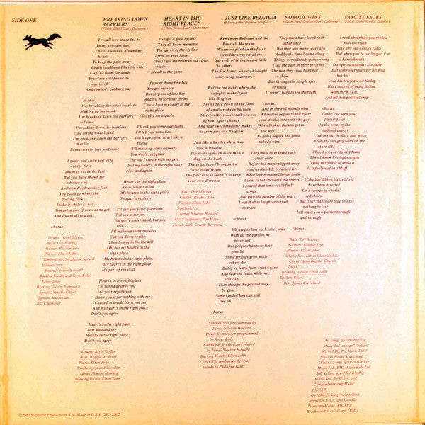 Elton John : The Fox (LP, Album, Eur)