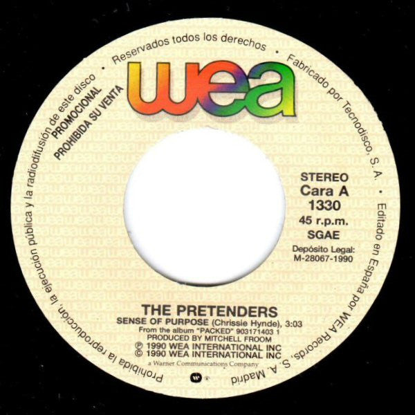 The Pretenders : Sense Of Purpose (7", Single, Promo)