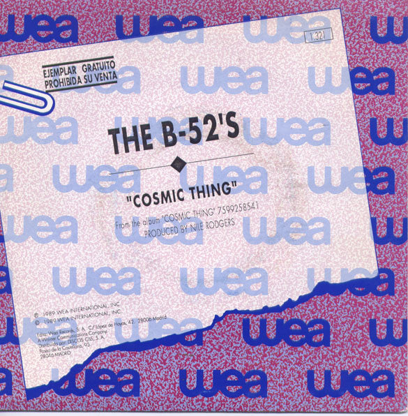The B-52's : Cosmic Thing (7", Single, Promo)