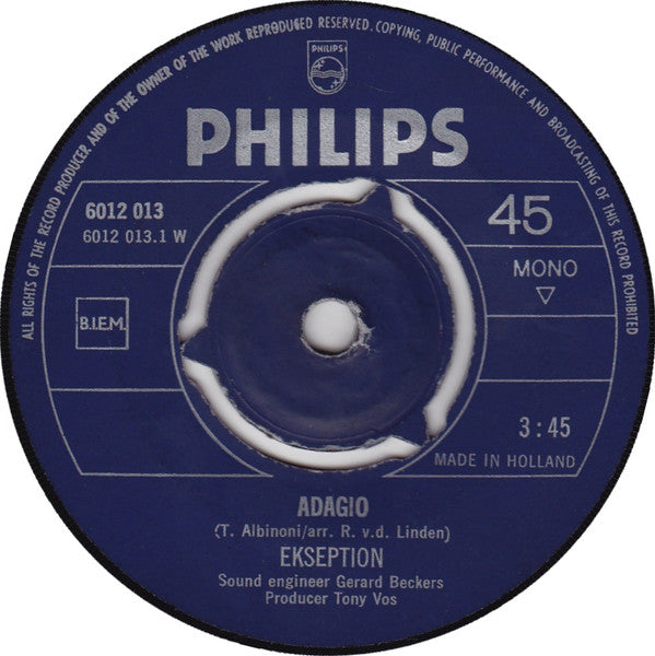 Ekseption : Adagio / Julia (7", Single, Mono)