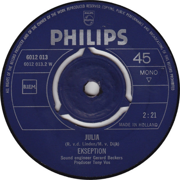 Ekseption : Adagio / Julia (7", Single, Mono)