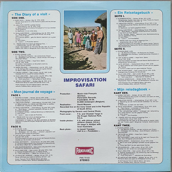 François Glorieux : Improvisation Safari (Live In Africa) (LP, Album)
