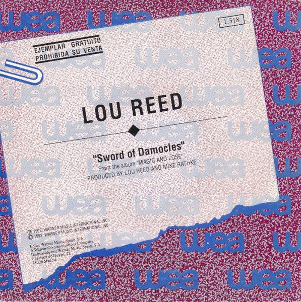 Lou Reed : Sword Of Damocles (7", Single, Promo)