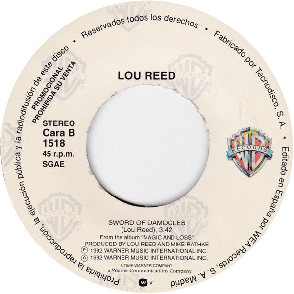 Lou Reed : Sword Of Damocles (7", Single, Promo)