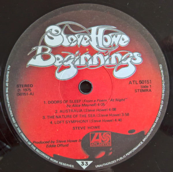 Steve Howe : Beginnings (LP, Album, Gat)