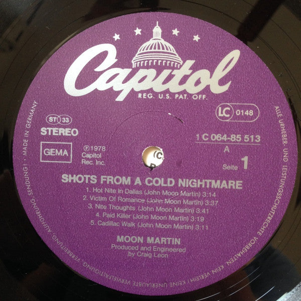 Moon Martin : Shots From A Cold Nightmare (LP, Album)