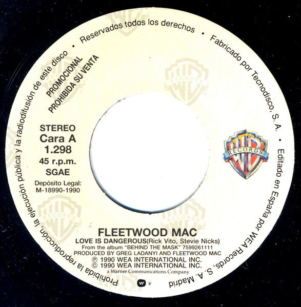 Fleetwood Mac : Love Is Dangerous (7", Single, Promo)