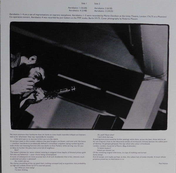 Evan Parker : Saxophone Solos (LP, RE, RM)