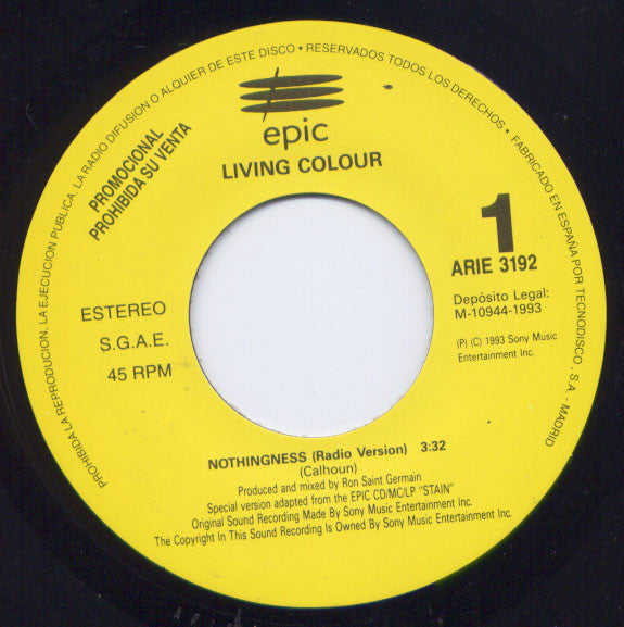 Living Colour : Nothingness (7", S/Sided, Promo)