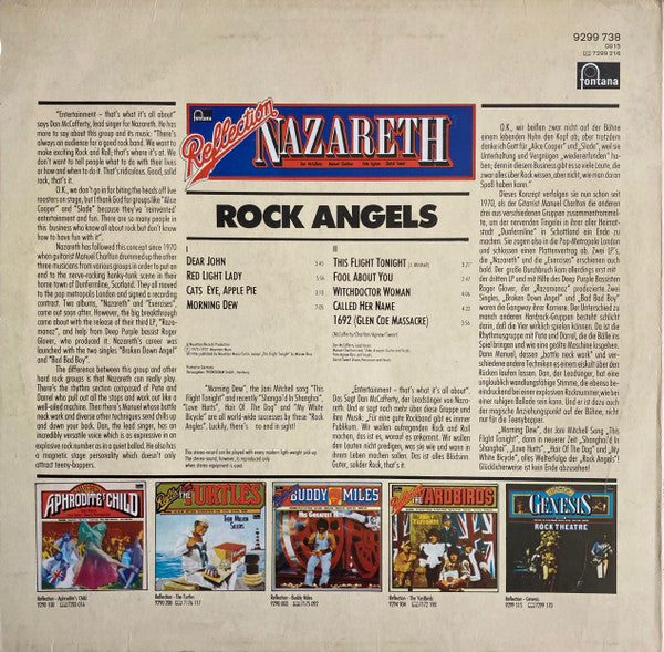 Nazareth (2) : Reflection - Rock Angels (LP, Album, Comp)