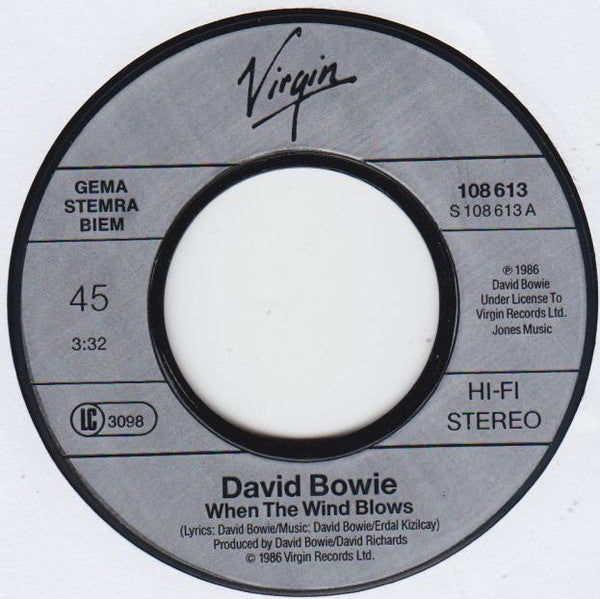David Bowie : When The Wind Blows (7", Single)