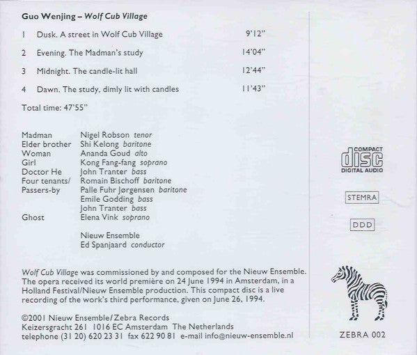 Guo Wenjing, Nieuw Ensemble, Ed Spanjaard : Wolf Cub Village (CD, Album)